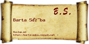 Barta Sába névjegykártya
