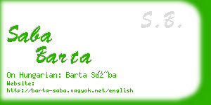 saba barta business card